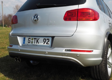 VW Tiguan Kennzeichenhalter Edelstahl Chrom Lasergravur 